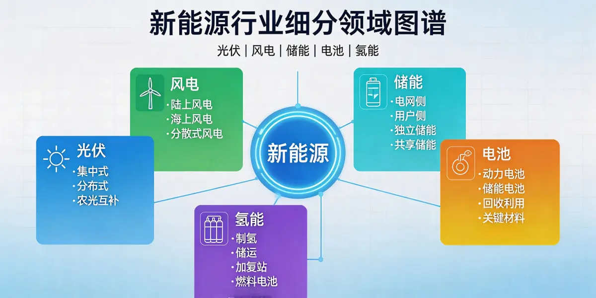新能源行业细分领域图谱（光伏/风电/储能/电池/氢能）