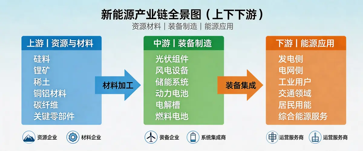 新能源产业链全景图（上中下游）